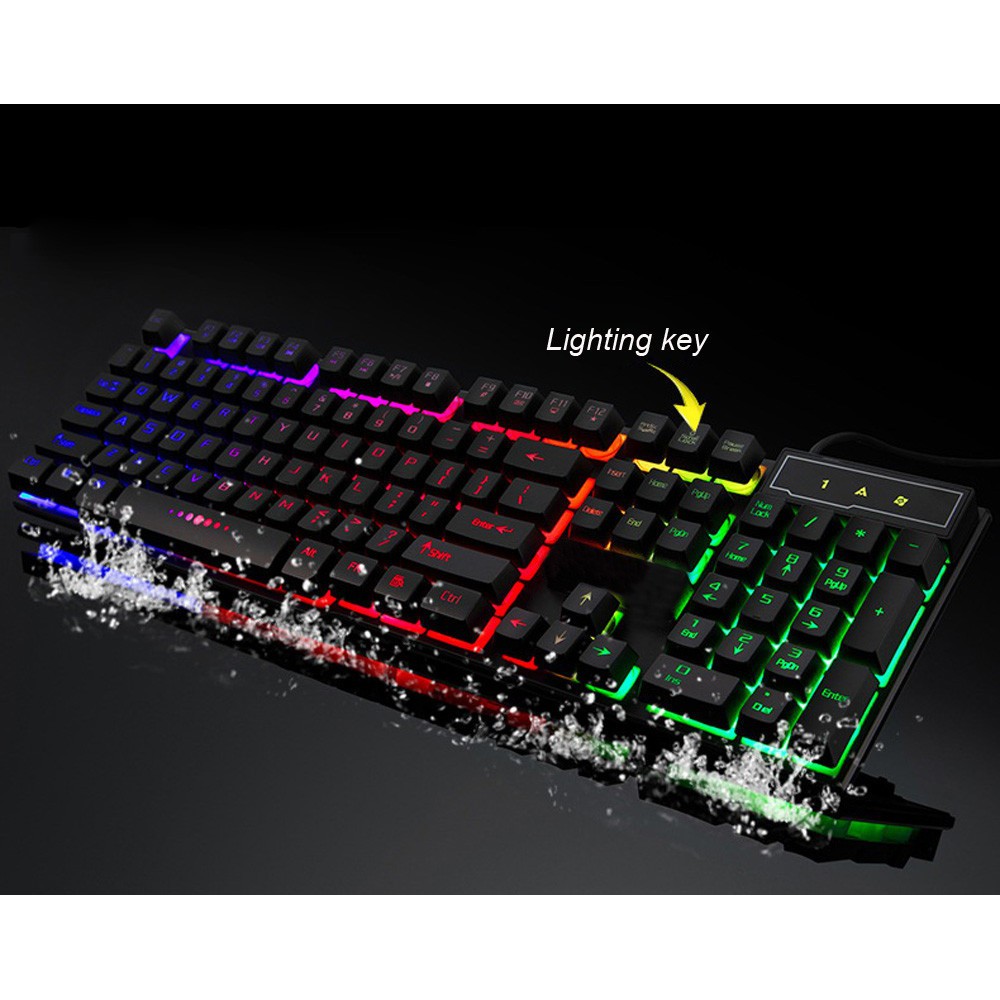 Colorful Crack LED Illuminated Backlit USB Wired PC Rainbow Gaming Keyboard