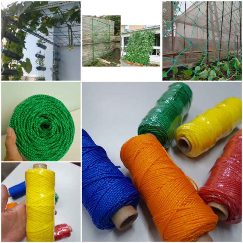 Dây Lưới giăng giàn leo, đan lưới trồng cây leo chất liệu sợi cước HDPE nhiều màu sắc