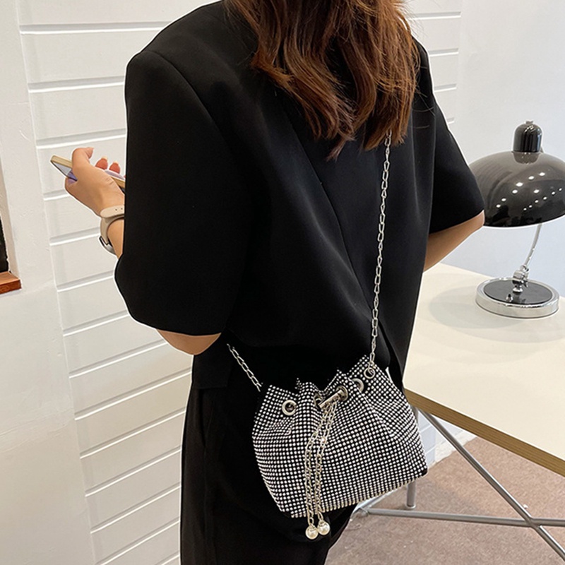 Túi Đeo Chéo Nhỏ Đính Đá Lấp Lánh Thời Trang Cho Nữ