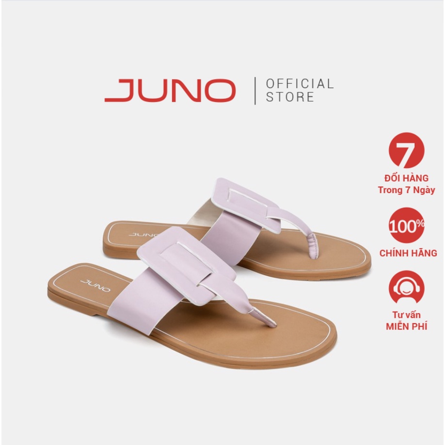 Dép Bệt Nữ Xỏ Ngón 1cm Thời Trang JUNO Trang Trí Khóa Pu Thời Trang SD01103