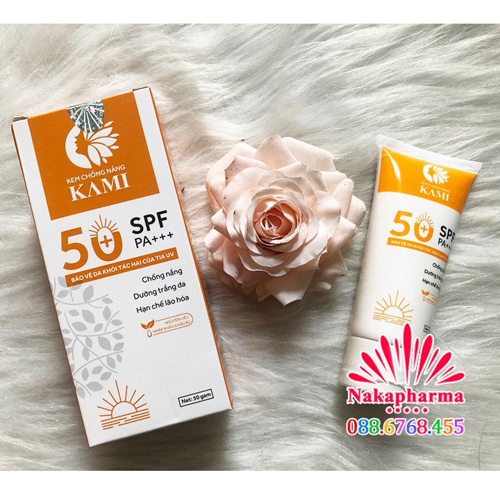 Kem chống nắng Kami SPF 50+ - Giúp bảo vệ da khỏi tác hại của tia cực tím UV, giảm nám da, sạm da do cháy nắng