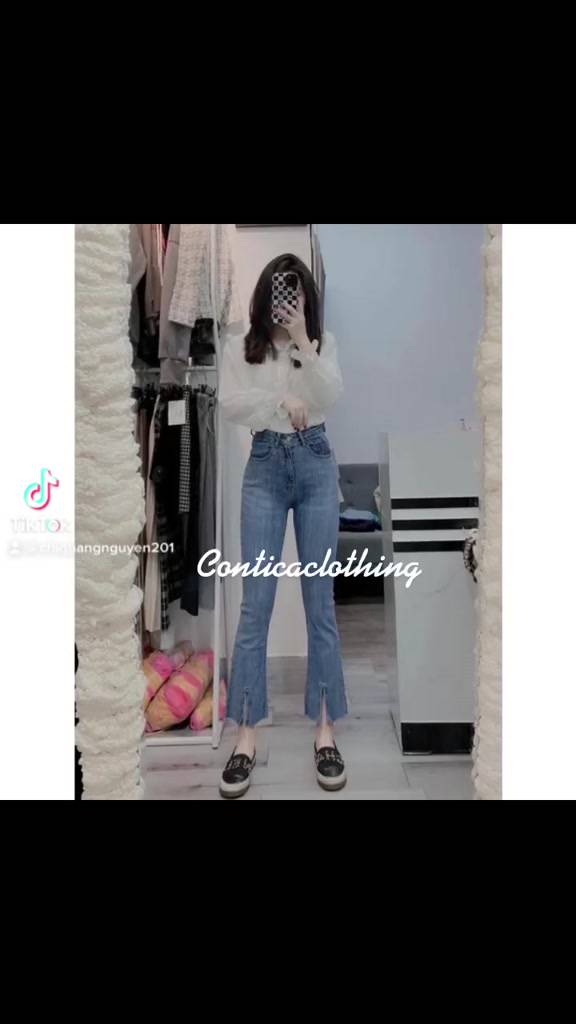 Quần bò nữ xẻ gấu,quần jean uống loe xẻ dáng ôm chất co dãn,mã mới | BigBuy360 - bigbuy360.vn