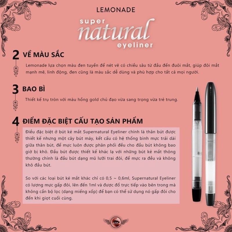 Bút kẻ mắt nước eyeliner Supernatural và Bút kẻ mắt siêu mảnh Lemonade SuperTiger Micro Eyeliner Lemonade 1ml