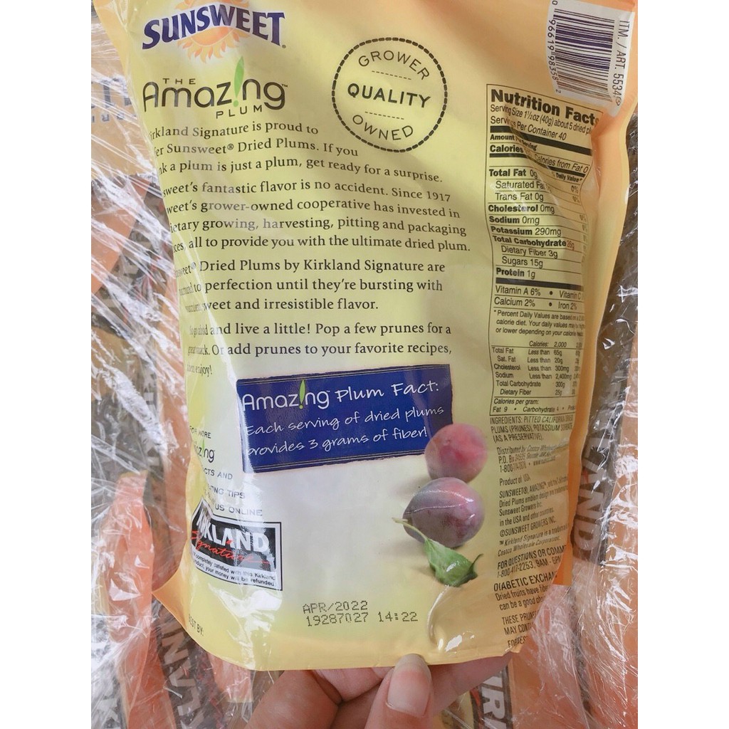 Mận Sấy Khô Kirkland Sunsweet Plums  Bịch 1.59kg (Date 4/2022)