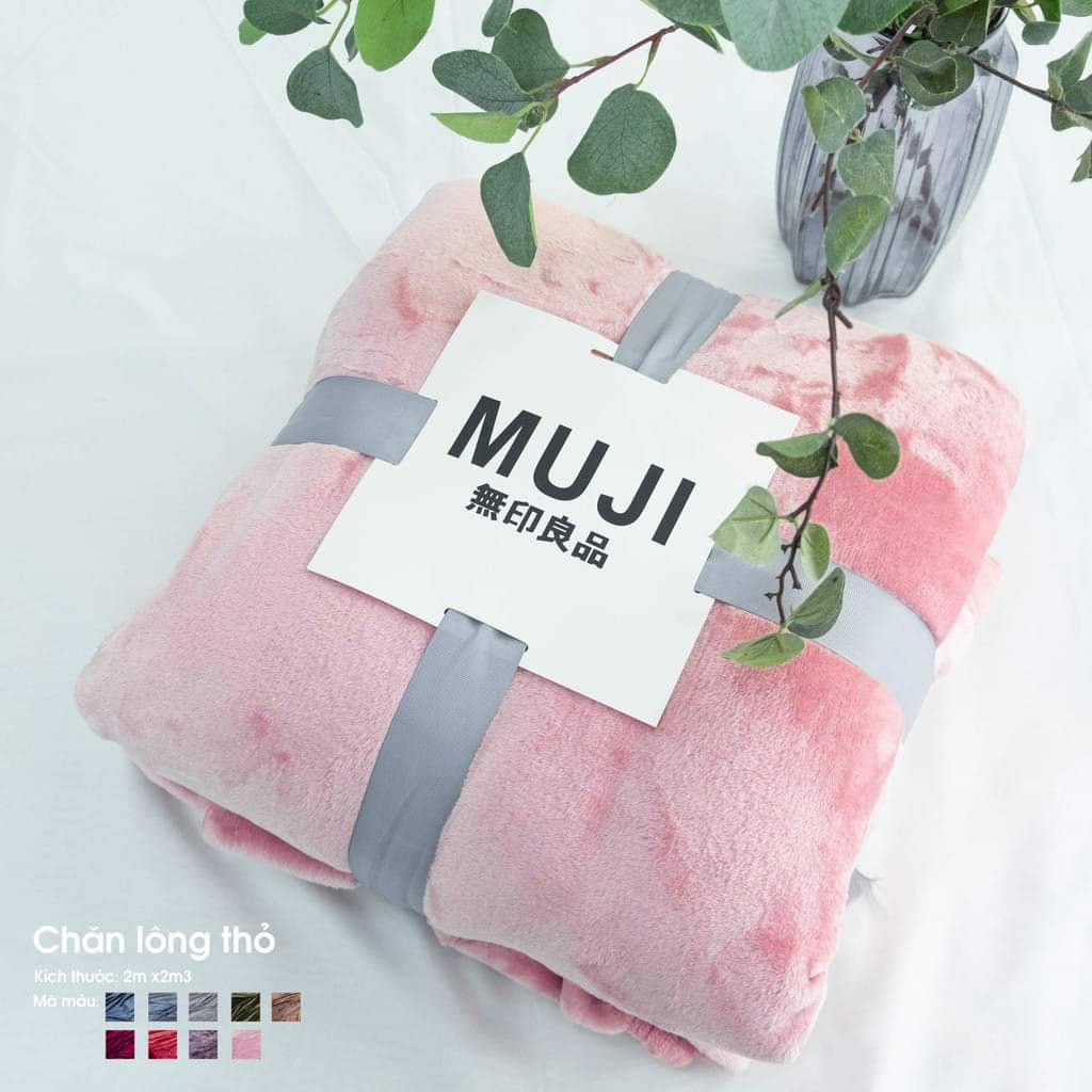 Chăn lông tuyết Muji 2 lớp siêu mềm mịn 2m x 2m3
