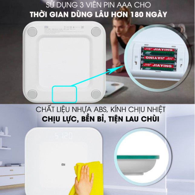 Cân Xiaomi Body Fat Scale 2/Cân Xiaomi Scale-Cân Điện Tử Thông Minh Bluetooth-Kiểm Tra Sức Khỏe-Điểu Khiển Qua App