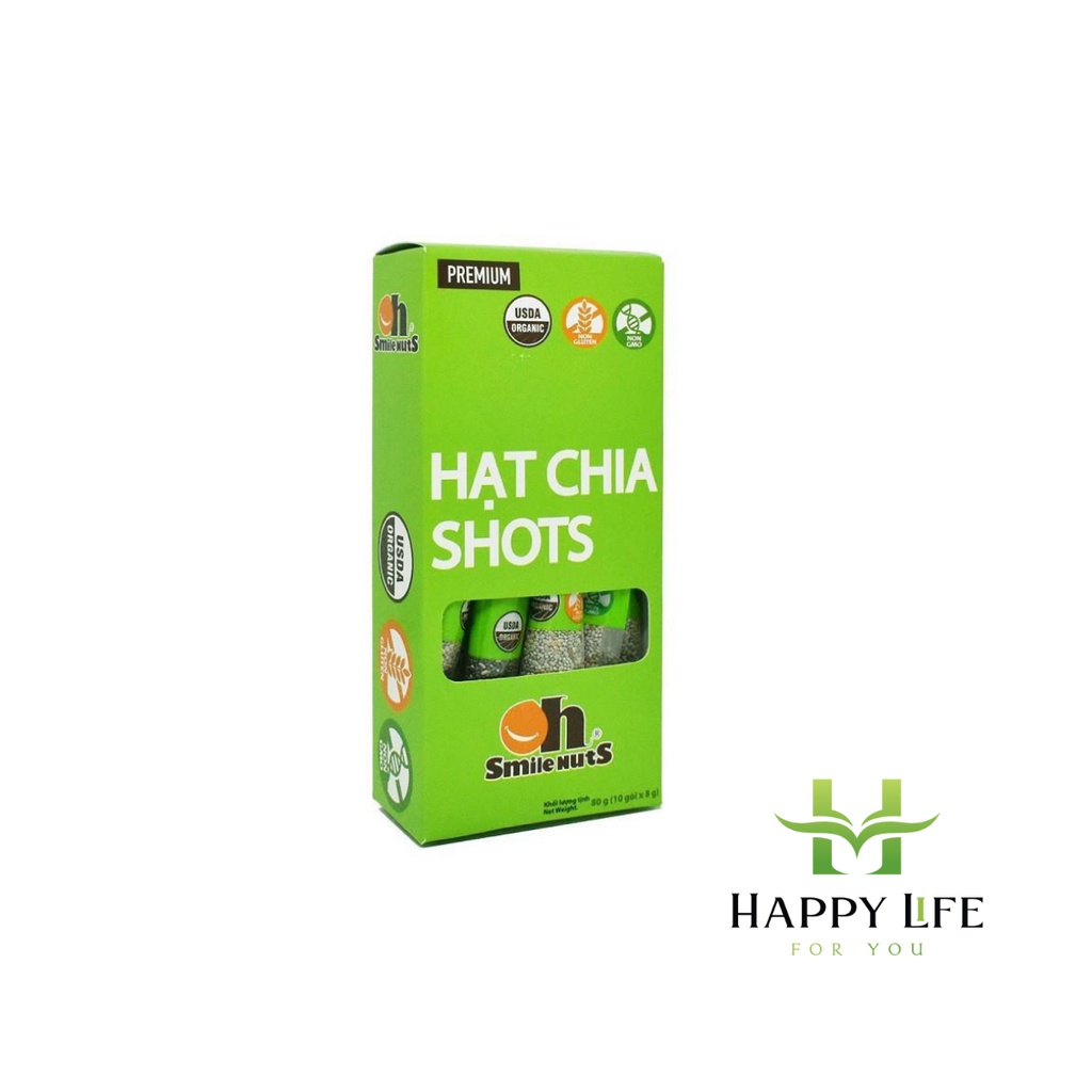 Hạt chia shots hữu cơ, hạt chia giảm cân nhập khẩu Peru (8g x 10 gói) - Happy Life 4U