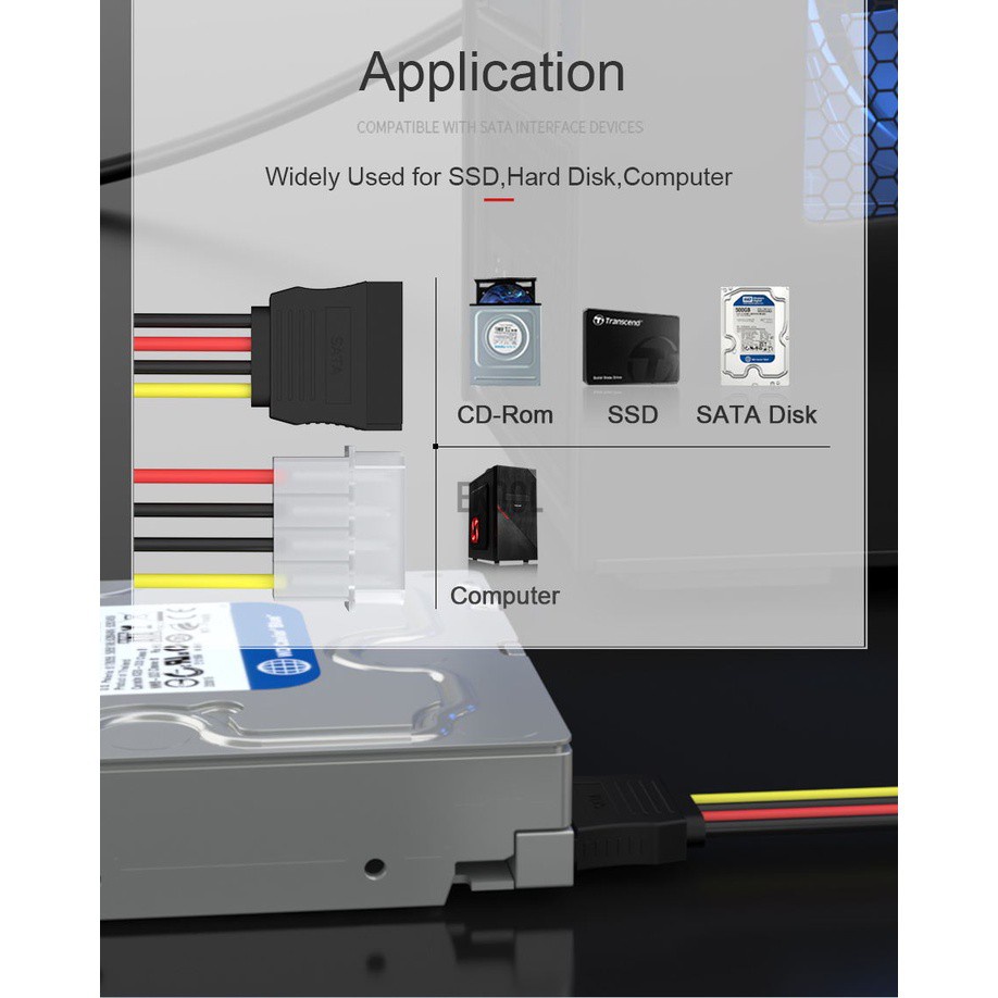 Dây Cáp Sata 4 Pin Ide Sata 0.2m Cho Ổ Cứng Ssd /Computer | BigBuy360 - bigbuy360.vn