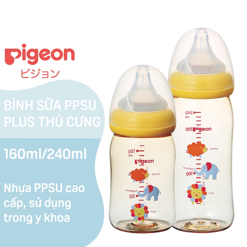 Bình Sữa PPSU Plus Hình Thú Pigeon 160ml/240ml