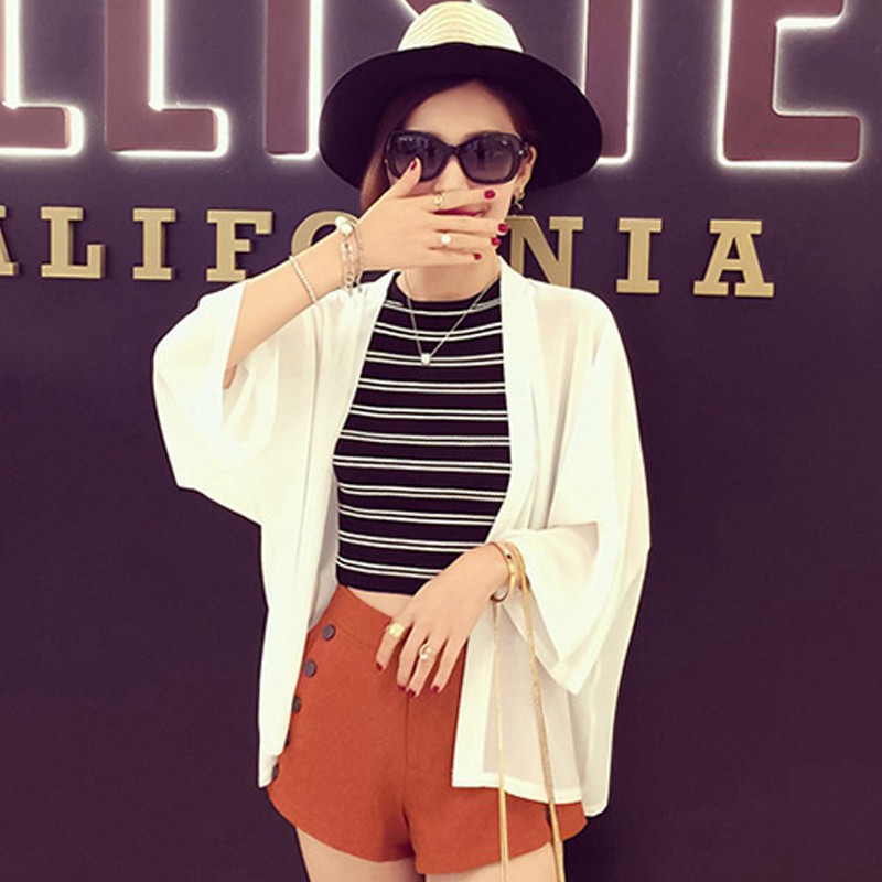 Áo khoác Cardigan tay dài chất Chiffon thiết kế thanh lịch cho phái nữ