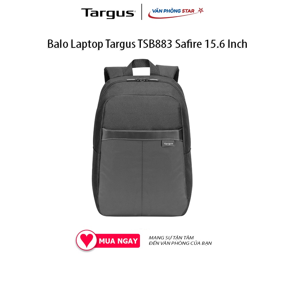 Balo Laptop Targus TSB883 Safire Business Casual Backpack, Hỗ trợ 15.6 inch chất lệu Polyester chống thấm nước