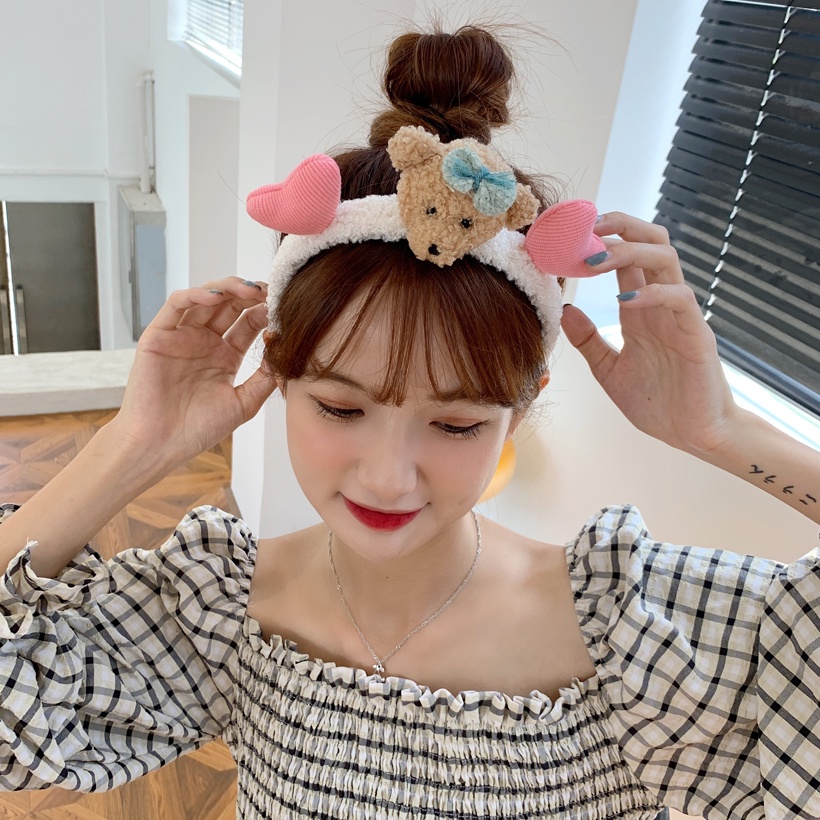 Băng Đô Cài Tóc Trang Điểm Hình Gấu Hoạt Hình Siêu Dễ Thương Cho Nữ