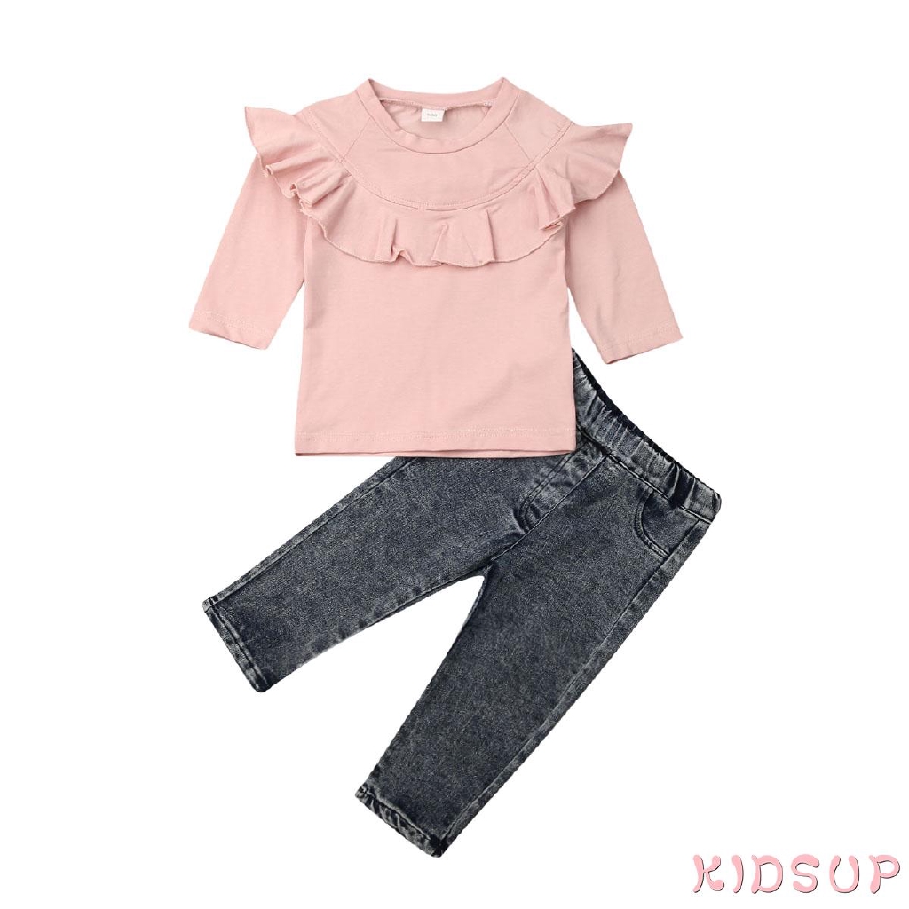 Bộ áo liền quần denim xinh xắn dành cho bé gái