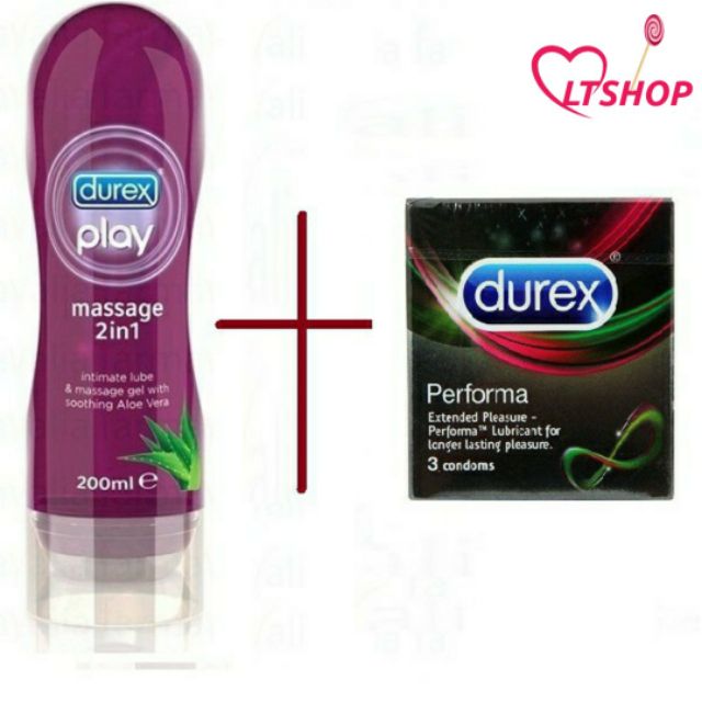 gel bôi trơn  durex massa  2 in 1  200ml tặng 1h bao cao su durex pefoma 3 cái