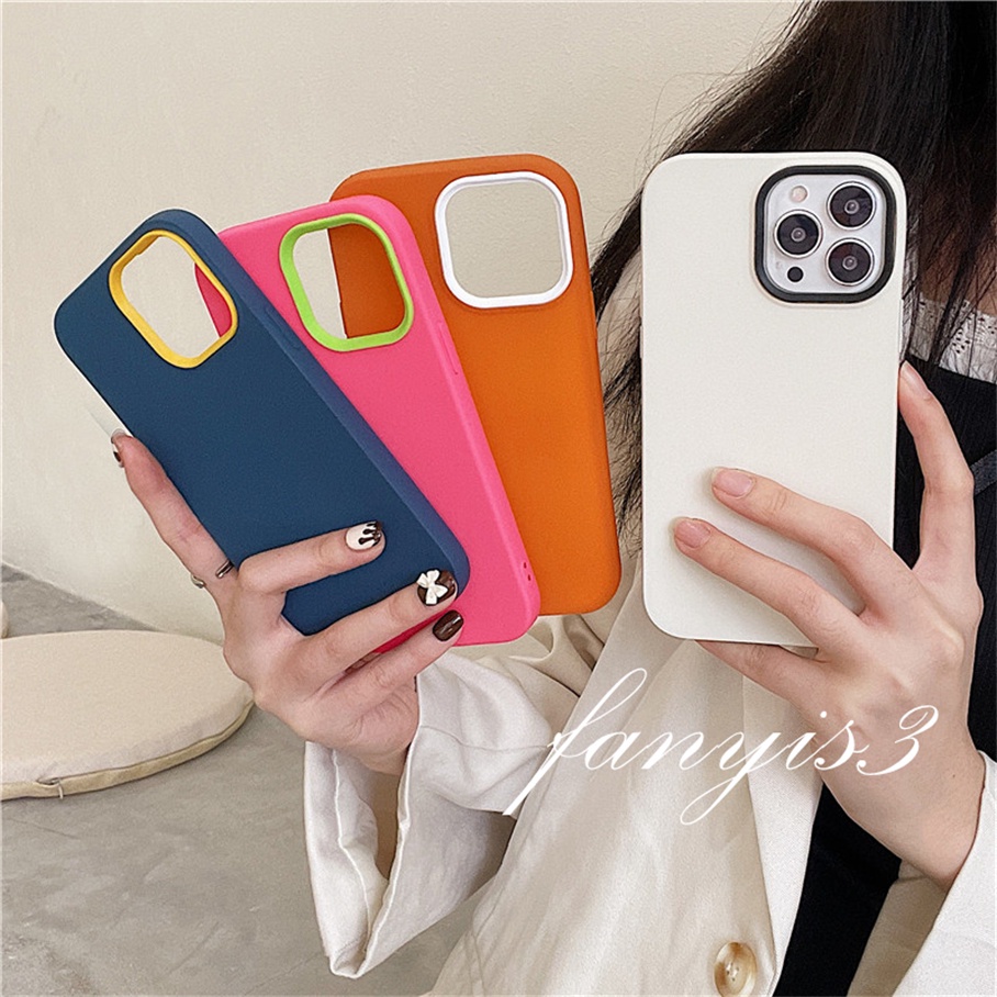 Ốp Điện Thoại Silicone Mềm Màu Trơn 3 Trong 1 Cho For iPhone 13 12 11 Pro Max X XR Xs Max 8 7 SE 2020