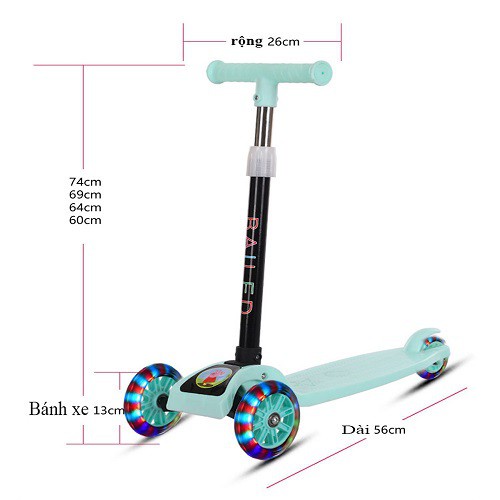 XE TRƯỢT SCOOTER 3 BÁNH CHO BÉ TRAI VÀ GÁI LỨA TUỔI TỪ 3 ĐẾN 14 TUỔI