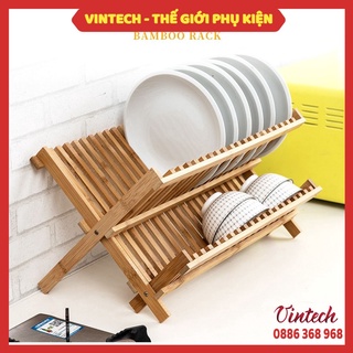 Giá/Kệ Úp Bát, Đĩa, Cốc, Chén, Ly Gỗ Tre Tự Nhiên Nhanh Khô Dáo Gọn Gàng Sạch Sẽ Để Bàn Đa Năng