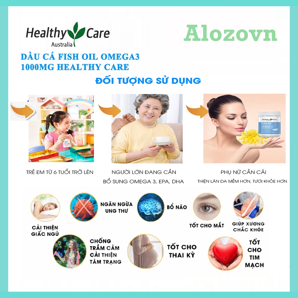 Dầu cá Omega 3 Healthy Care Fish oil 1000mg của Úc, 400 viên