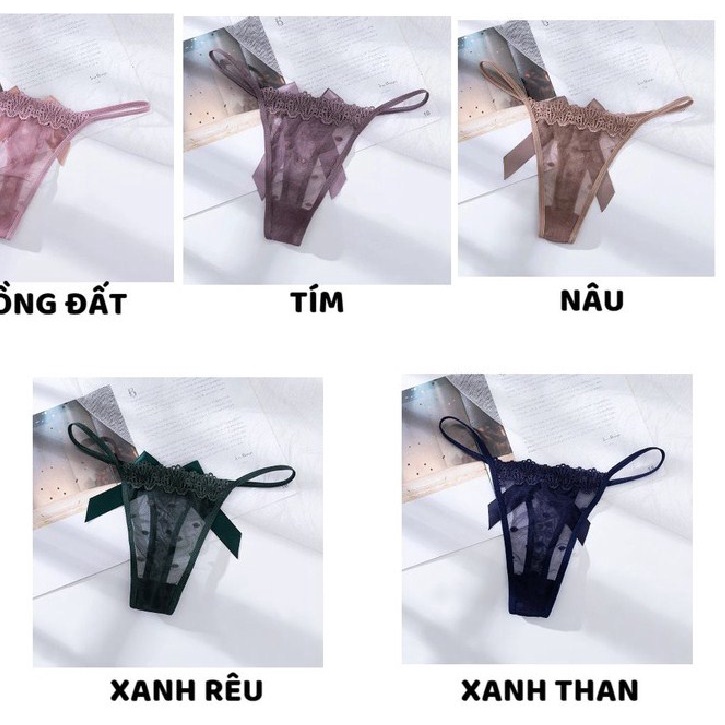 Quần Lót Nữ ❤️ Lọt Khe Ren Xuyên Thấu Dây Mảnh Đính Nơ To Quyến Rũ LOTNU17