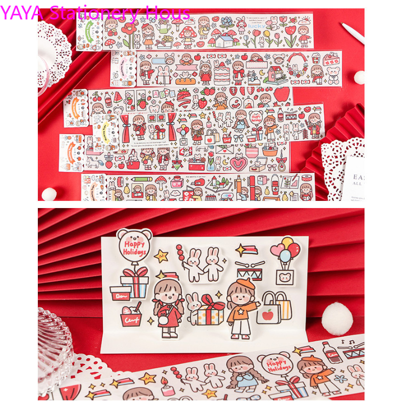 Bộ 6 Sticker Dán Với Họa Tiết Hình Cô Gái Đáng Yêu Dùng Trang Trí