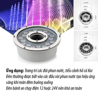  Đèn Âm Nước Bánh Xe 12V Dùng Cho Đài Phun Nước Hồ Cá Koi Tiểu Cảnh Ánh Sáng Vàng Đổi Màu 
