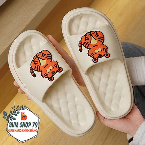 Dép đi trong nhà cute hình động vật kiểu dáng hiện đại cực đẹp, Dép lê quai ngang mang trong nhà chống trượt hình con hổ