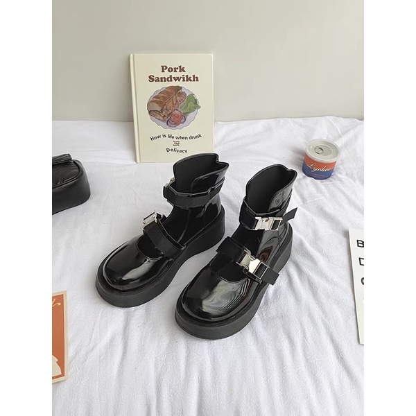 Giày boot chiến binh cao cổ, giày mary jane phong cách lolita cá tính độc lạ thời trang dành cho nữ