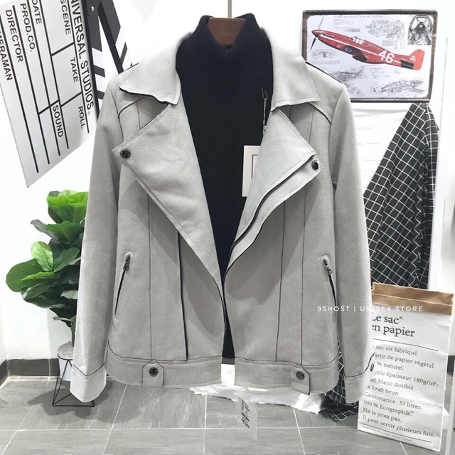 Áo khoác da lộn nam đẹp 95.HOST JK097 Royal