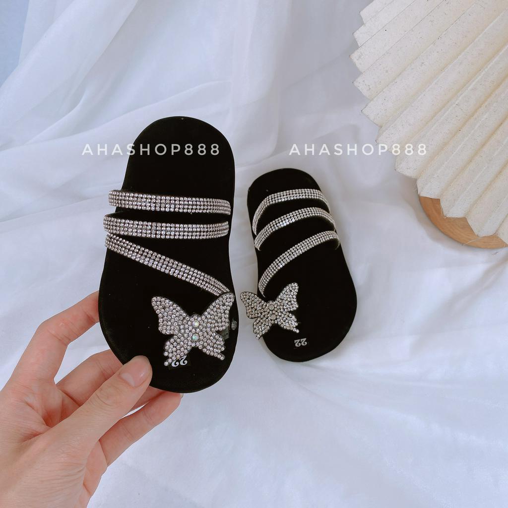 Dép Lê Xỏ Ngón Đá Bướm Quai Đính Đá Lấp Lánh Hot Trend Cho Bé Gái 1-4 Tuổi K116
