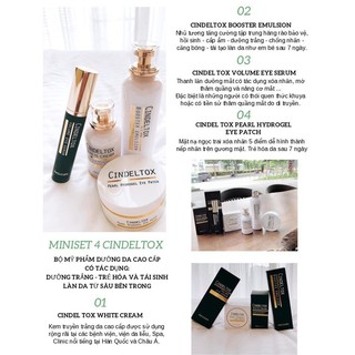 Combo bộ 4 món sản phẩm dưỡng trắng, chăm sóc da Cindeltox INCUGEN chính hãng Hàn Quốc
