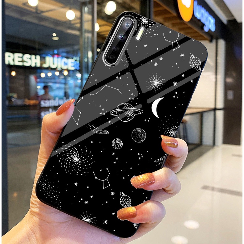 Ốp Lưng OPPO A91, Reno 3 Ốp kính bóng cao cấp Phi Hành Gia