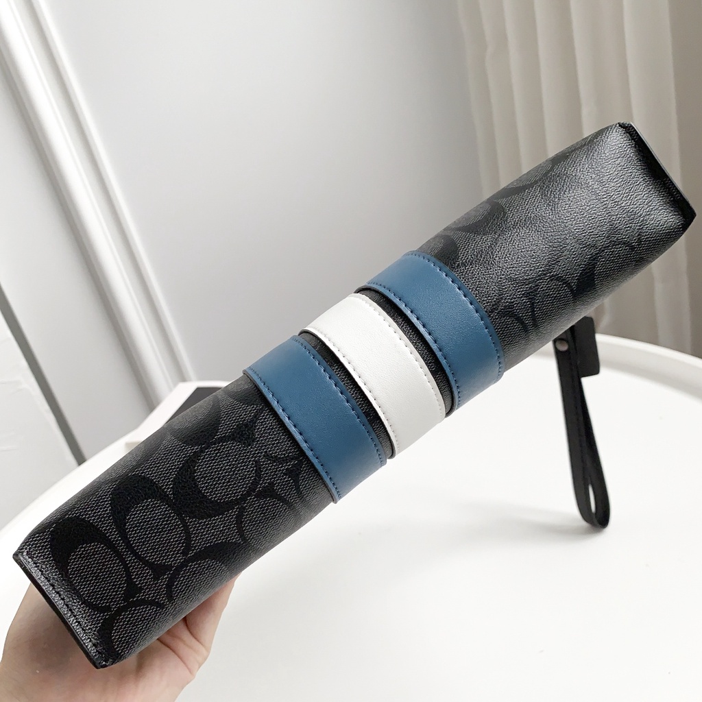 Clutch nam chính hãng COACH / Túi công sở sọc xanh / F38588