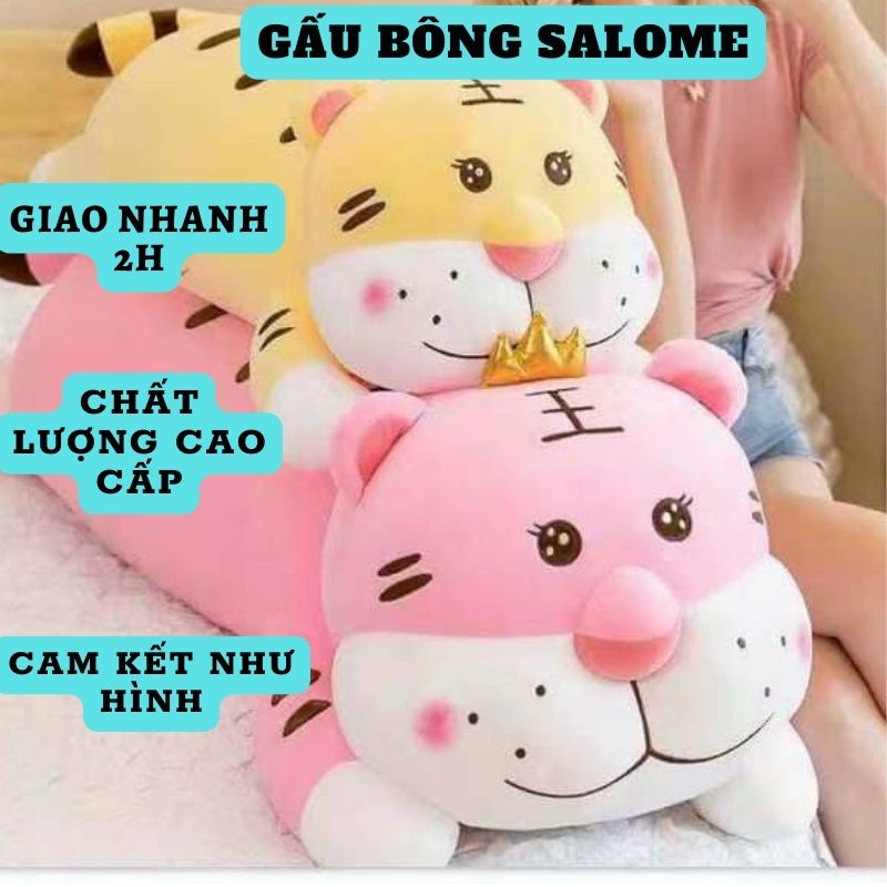 Gấu Bông Con Cọp Vương Miệng Nằm tphcm Như Hình, Thú Nhồi Bông Con Hổ To Khổng Lồ Qùa Tặng Cao Cấp Salome
