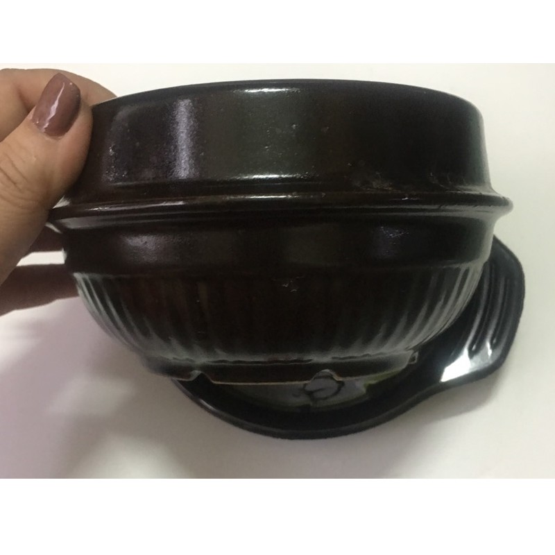 Thố sứ nâu DONGHWA kèm đế kiểu Hàn Quốc nhiều size