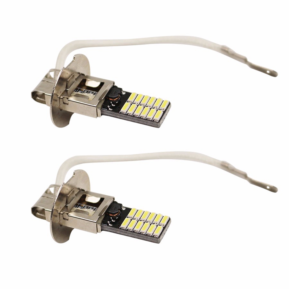 Set 2 đèn phá sương mù siêu sáng 24 bóng Led H3 6500k 4014-SMD dành cho xe hơi