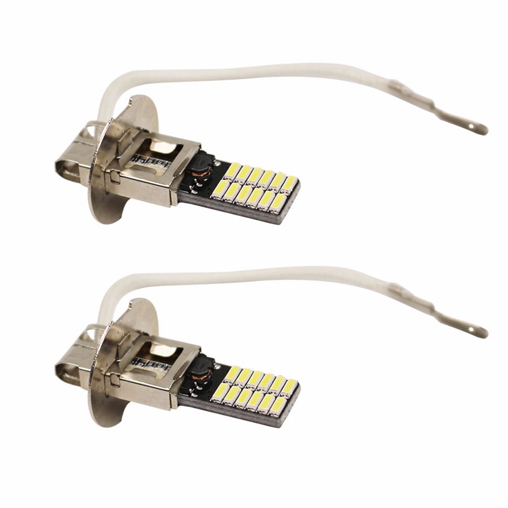 Set 2 đèn phá sương mù siêu sáng 24 bóng Led  H3 6500k 4014-SMD dành cho xe hơi