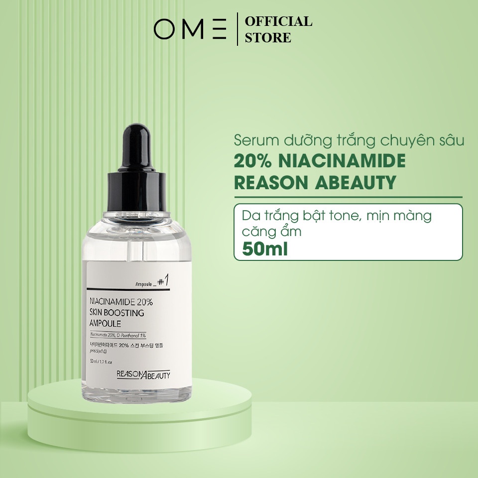 Serum Dưỡng Trắng Chuyên Sâu Thu Nhỏ Lỗ Chân Lông Cân Bằng Bã Nhờn Làm Sáng Da Niacinamide 20% ReasonAbeauty 50ml