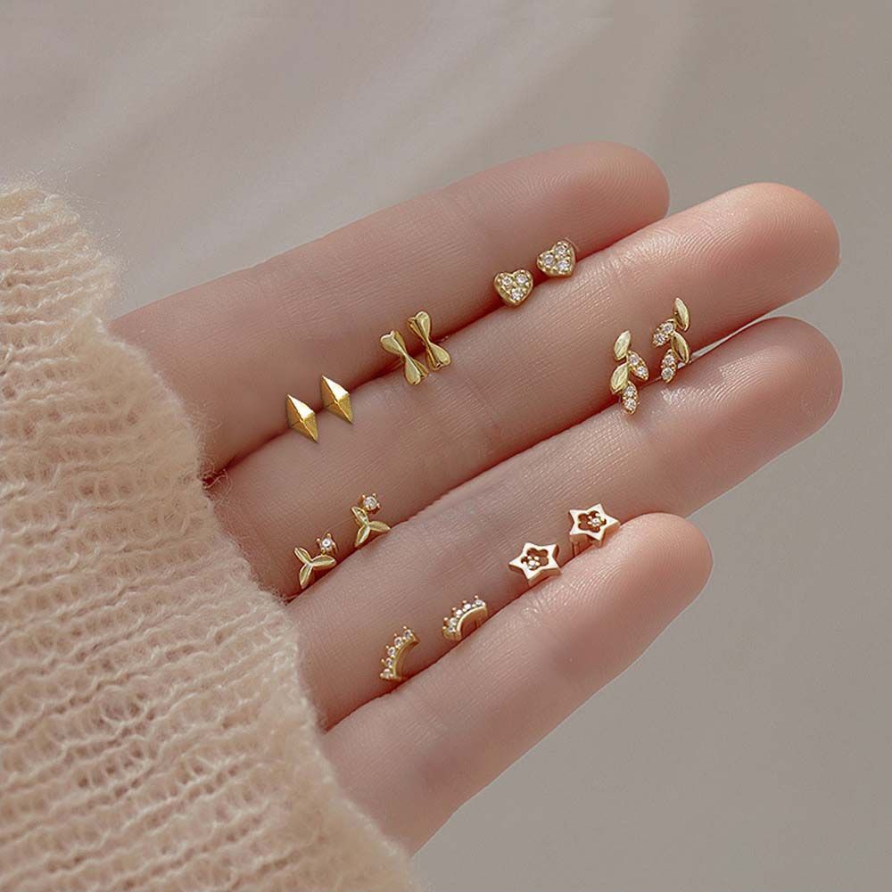 Đôi khuyên tai hình học bằng đồng đính đá zircon phong cách Hàn Quốc thời trang cho nữ