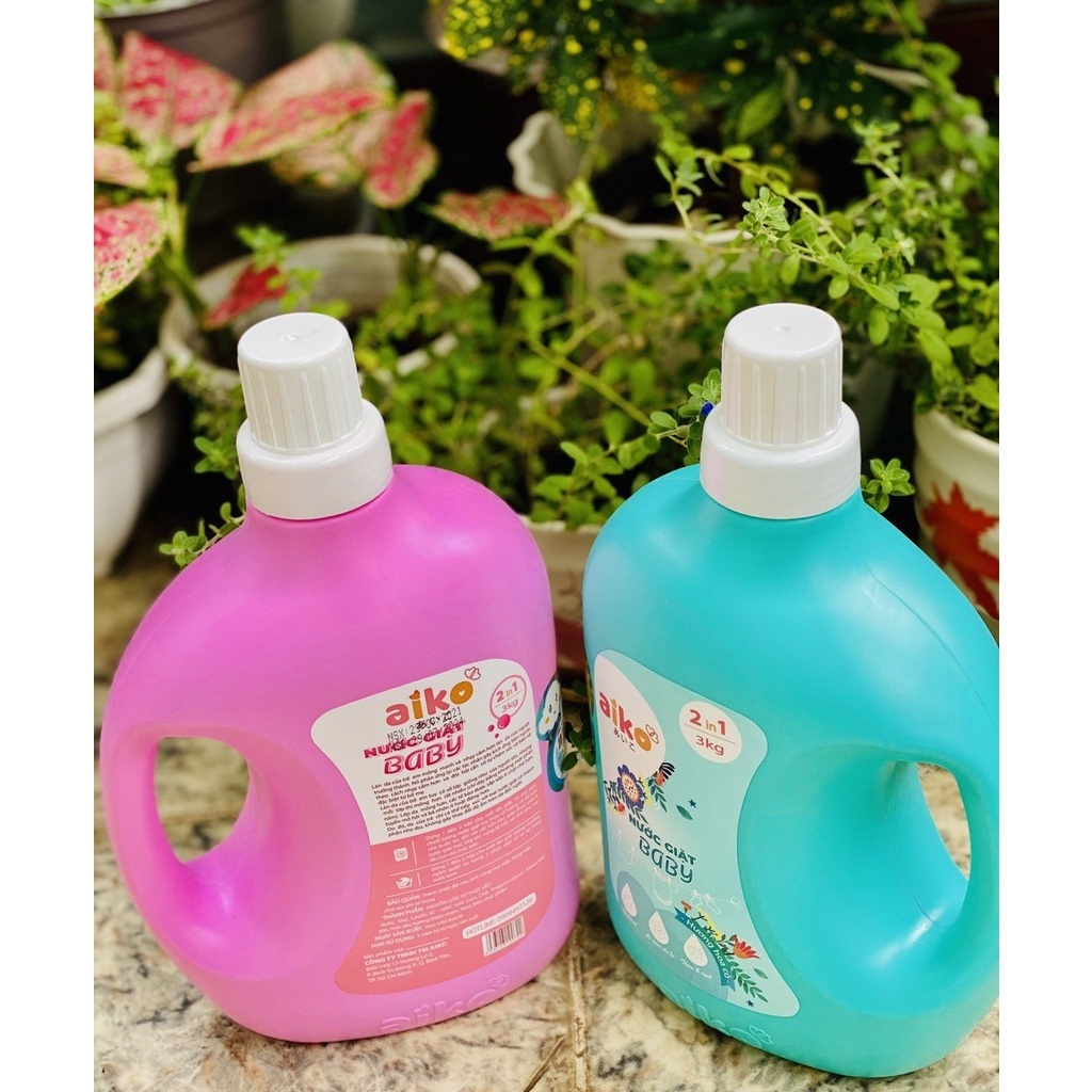 Nước Giặt Xả 2in1 AIKO can 3000ml - An Toàn cho Bé