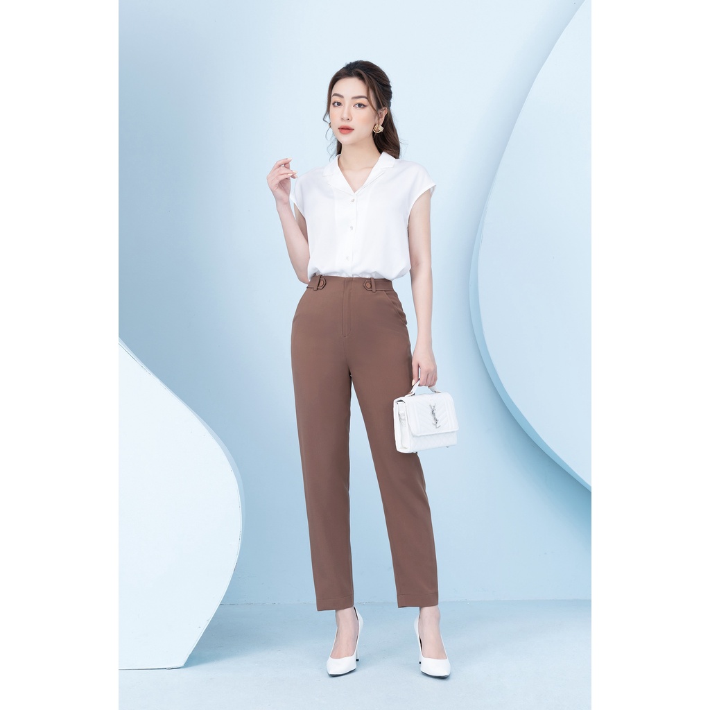 Quần baggy nữ UP TO SECONDS 2 đai hông thời trang công sở E03221-Pa0439