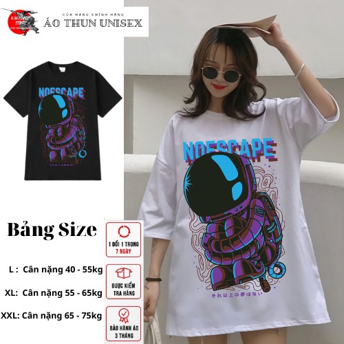 Áo thun tay lỡ phông Unisex from rộng nam nữ KAKISHOP , áo màu đen ulzzang in hình phi hành gia NOESCAPE | BigBuy360 - bigbuy360.vn