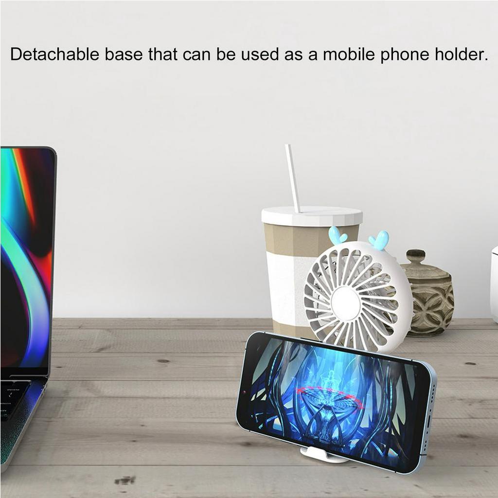 Quạt USB Mini Cầm Tay Với Giá Đỡ Điện Thoại 3 Tốc Độ Tiếng Ồn Thấp Tùy Chỉnh Nhỏ Gọn Tiện Dụng