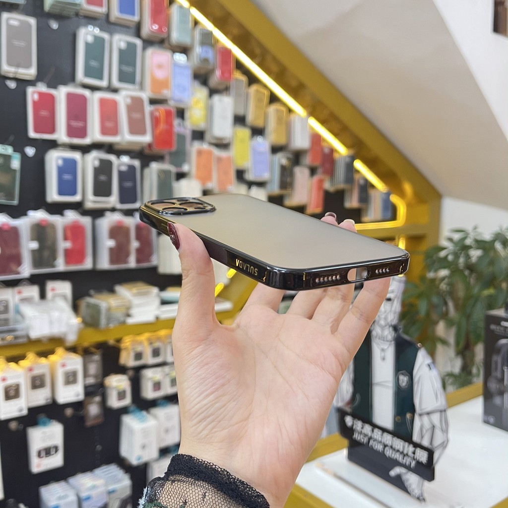 CHÍNH HÃNG  Ốp SULADA nhám mạ viền bảo vệ camera dành cho iphone 11  12 13 / MINI / PRO / MAX