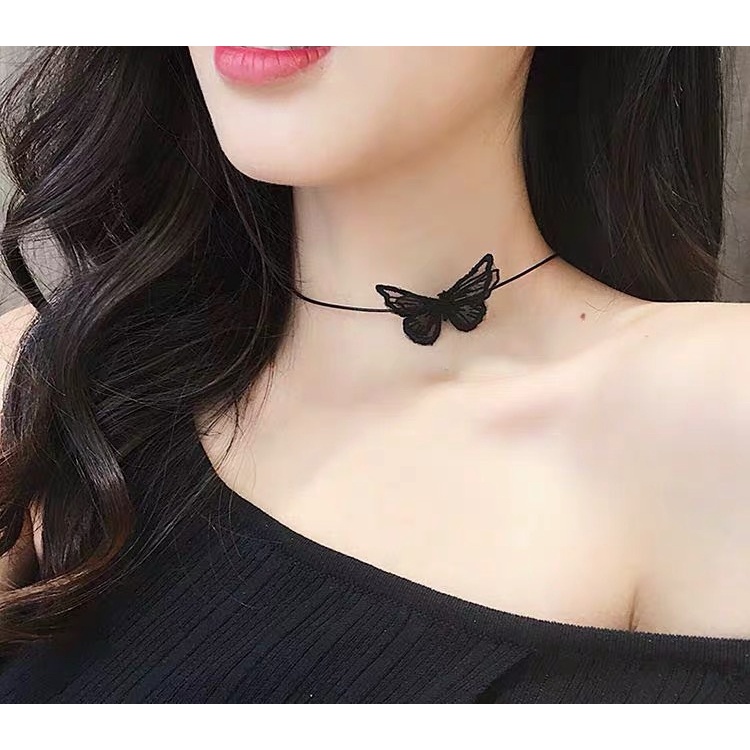 Vòng Cổ Ren Hình Bướm Đơn Giản Cá Tính Thời Trang