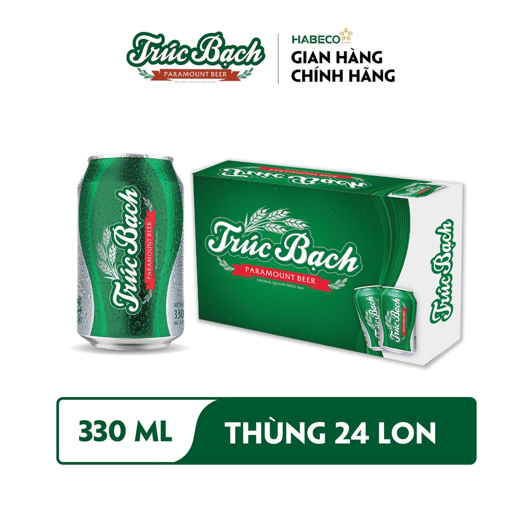 [Mã FMCGMALL -8% đơn 250K] Thùng 24 lon Bia Trúc Bạch - HABECO (330ml/lon)