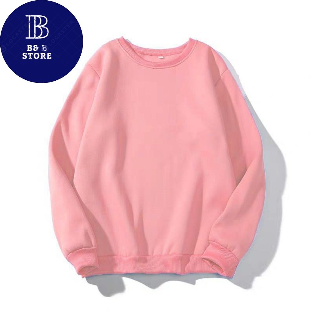 Áo sweater trơn nam nữ form rộng, áo tay dài unisex nỉ bông dày mềm mịn