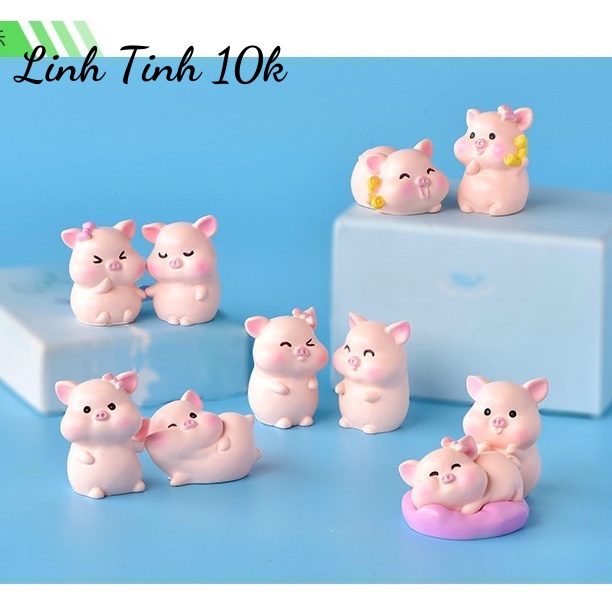 Tượng Heo Con trang trí ô tô, bàn làm việc, bánh kem đáng yêu dễ thương Sét chú heo mẫu 6 FREESHIP 50k - Linh tinh 10k