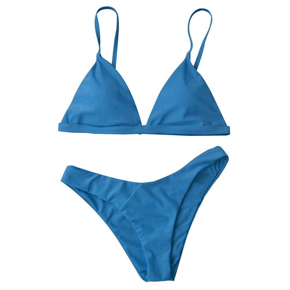 Bộ đồ bơi 2 mảnh màu trơn kèm mút nâng ngực thiết kế tiện lợi | BigBuy360 - bigbuy360.vn