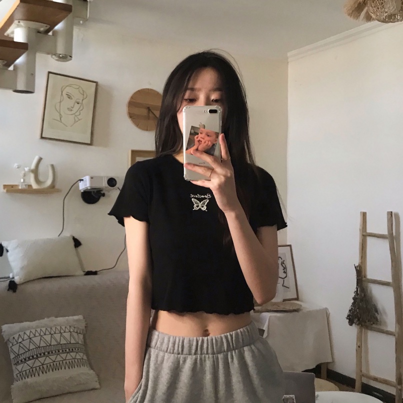 Áo Thun Nữ NgắN Tay Thêu HìNh BướM Xinh XắN Cho Nữ áo phông nữ JL-TX-93