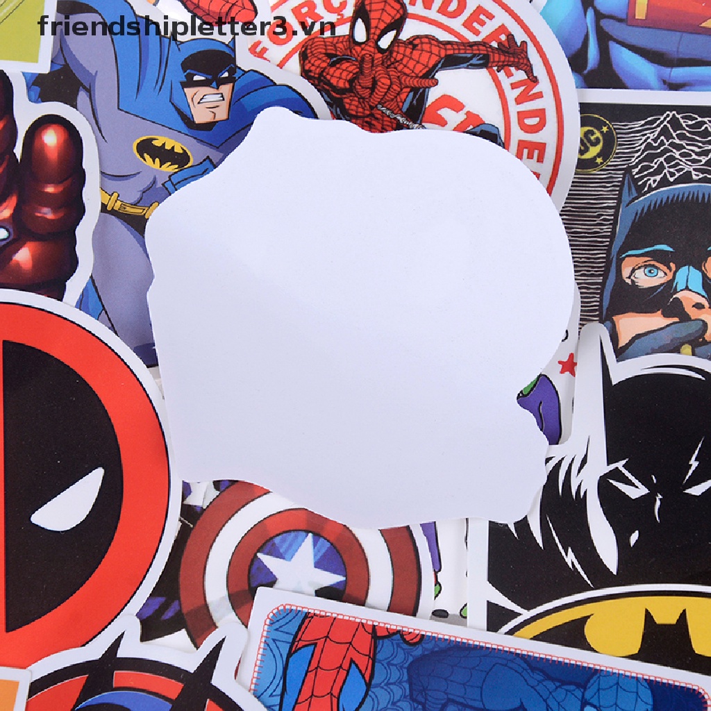 Bộ 50 Sticker Siêu Anh Hùng Marvel Trang Trí Ván Trượt, Laptop